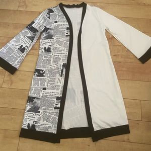 Black & White Newsprint Lightweight Cardigan